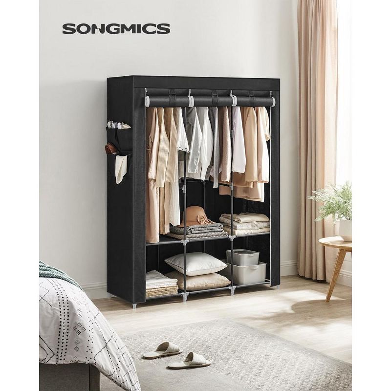 SONGMICS Portable Closet Clothes Wardrobe Organizer with Corver Clothing Rack with 3 Hanging Rods and Shelves Room, 2 of 10