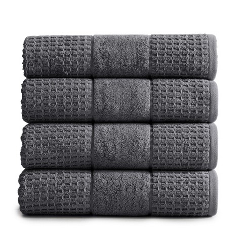Market & Place Cotton Quick Dry Waffle Weave 4-Pack Bath Towel Set Light Grey