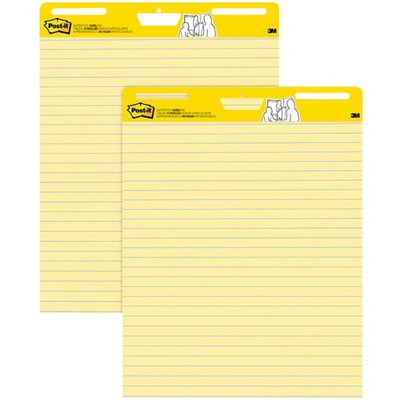 Post-It Self-Stick Easel Pad, 25 x 30 Inches, Ruled, Yellow, 30 Sheets, Pack of 2