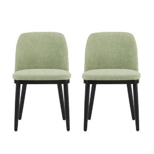 Christopher Knight Home Set of 2 Hannah Mid-Century Modern Upholstered Dining Chairs with Curved Backrest Mint/Black - 1 of 4