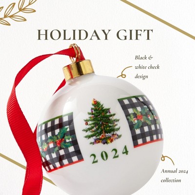 2024 Porcelain Christmas Tree Ornament with Red Ribbon