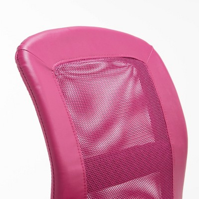 Pink Faux Leather Mesh Swivel Task Chair