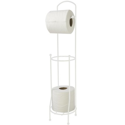 Home Basics Free-Standing Vinyl Coated Steel Dispensing Toilet Paper Holder, White