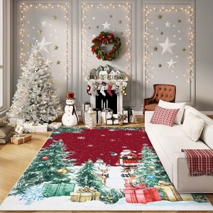 Christmas Red Rug for Bedroom Washable Christmas Tree Floor Mats - 1 of 4