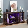 SpassWay 32"H Oak Antique LED Curio Display Cabinet with Four Glass Doors and Adjustable Shelves Vintage Collectible Showcase for Home or Office - 4 of 4