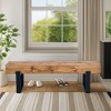 Dexmalle 59"Farmhouse Natural Wood Dining Bench,Put Shoes,Entryway - 2 of 4
