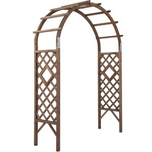 VINGLI Wooden Garden Arbor, Wedding Arch, 7ft Arch Backdrop Stand for Ceremony, Wood Trellis for Garden Backyard, Lawn - 1 of 4