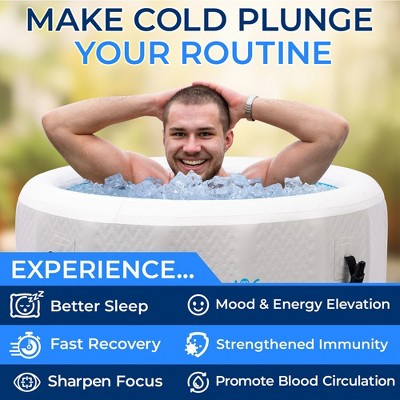 SereneLife 87.5 Gallon White and Blue Inflatable Cold Plunge Tub