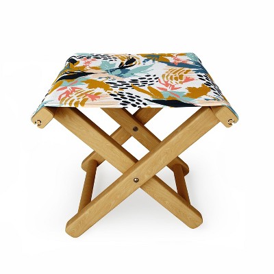 Marta Barragan Camarasa Botanical Brushstrokes Folding Stool - Deny Designs