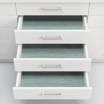 Teal Grasscloth Self-Adhesive Removable Wallpaper Roll