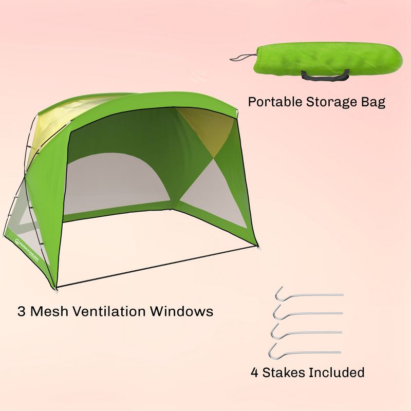 Beach Tent Sun Shelter - Sport Umbrella - UV Protection and Water-Resistant with Carry Bag – Shade Canopy for Families by Wakeman Outdoors (Green), 3 of 9