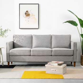Hana Modern Linen Fabric Sofa/Couch with Armrest Pockets - Mellow