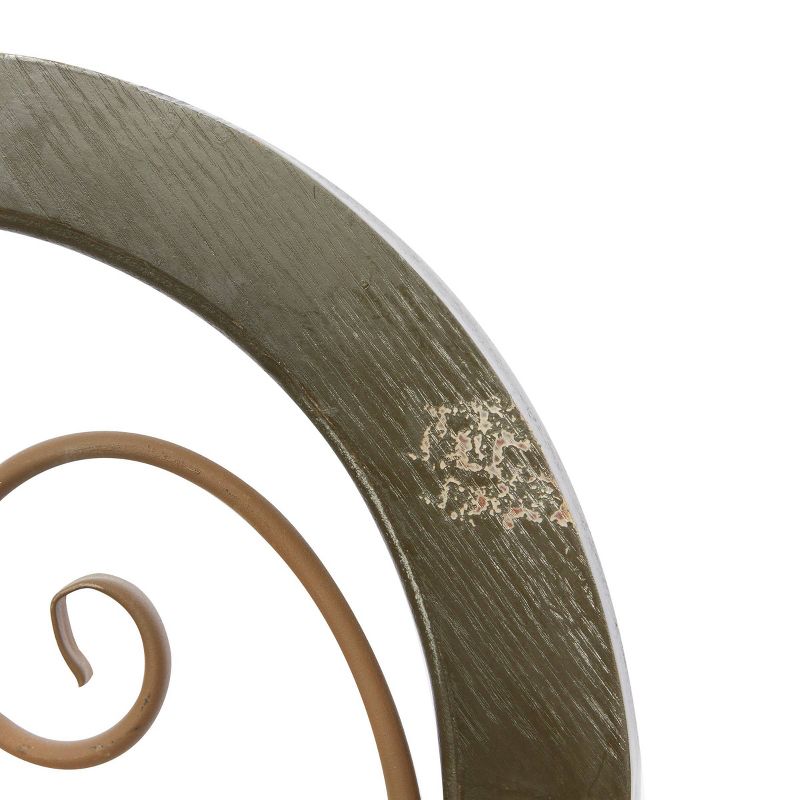 Wood Scroll Arched Window Inspired Wall Decor with Metal Scrollwork Relief Brown - Olivia &#38; May, 2 of 9