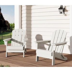 Folding Adirondack Chair Set of 2, HDPE Plastic Weather Resistant Oversized Outdoor Chair for Patio, Lawn, Garden, Backyard, Deck, 380 Lb Support - 1 of 4