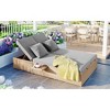 Outdoor Double Sunbed, Wicker Rattan Patio Reclining Chairs with Adjustable Backrest and Seat, Conversational Set for 2 Person, Brown - 3 of 4