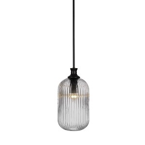 Toltec Lighting Carina 1 - Light Pendant in  Matte Black with 8.25" Clear Ribbed Shade - 1 of 1