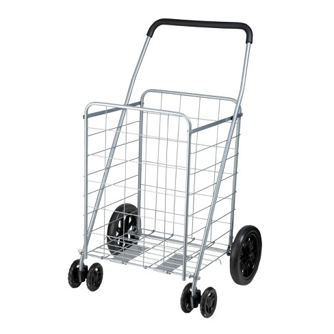 Honey-Can-Do 4 Wheel Folding Utility Cart: Silver Steel Grocery & Shopping Cart with Universal Storage - image 1 of 3