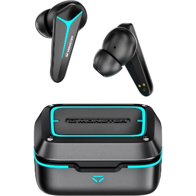 Monster Mission V1 Gaming Earbuds, Bluetooth 5.3, Noise Cancelling, True Wireless, Low Latency, Music/Game Modes
