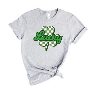 Simply Sage Market Women's Lucky Cursive Shamrock St. Patrick's Day Short Sleeve Graphic Tee - 1 of 3