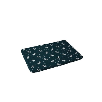 Little Arrow Design Modern Rudolph Memory Foam Bath Mat Dark Blue - Deny Designs