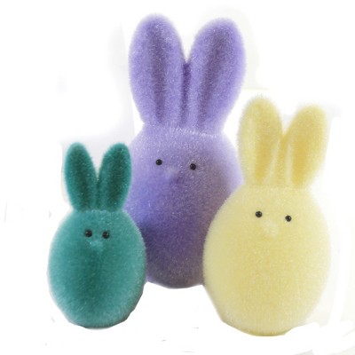 Easter 7.5" Flocked Bunny Family Set / 3. Rabbit Fuzzy Decorv Decoration  -  Decorative Figurines