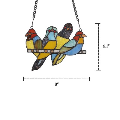 Starling Multicolor Stained Glass Animal Window Panel 8" Wide