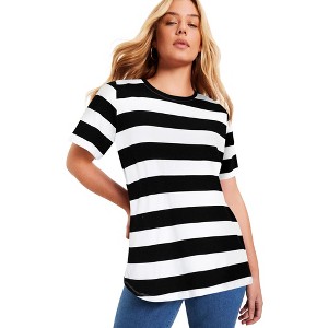 June + Vie by Roaman's Short-Sleeve Crewneck One + Only Tee - 1 of 4