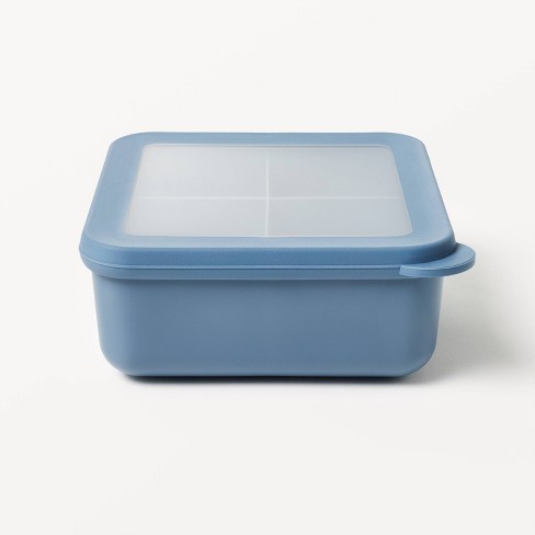Your Zone Plastic Bento Box with 4 Compartments, 1 Fork, 1 Spoon, 1  Dressing Container, Blue