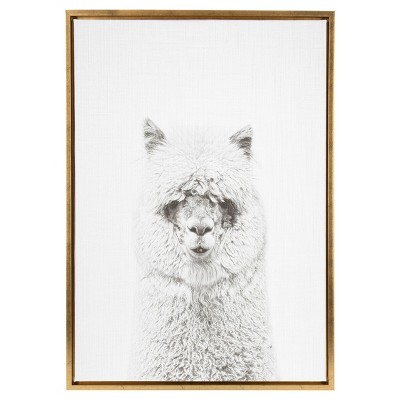 Hairy Alpaca Framed Canvas Art Gold (33"x23") - Uniek