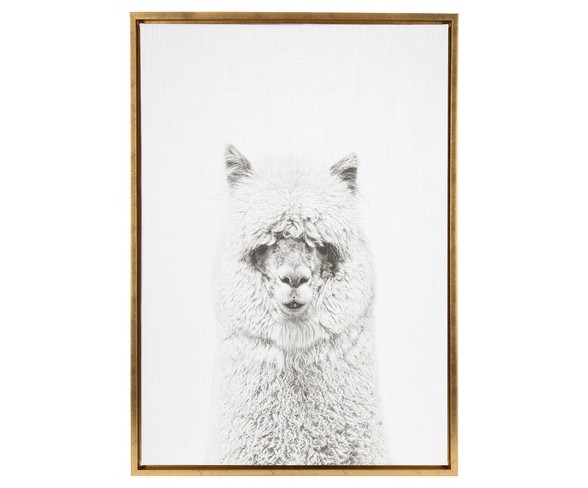 Hairy Alpaca Framed Canvas Art Gold (33"x23") - Uniek