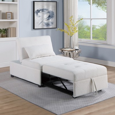 SKRAN Convertible Sleeper Couch Chair, Pull Out Sofa Bed Tufted Plush Seat with Backrest and Pillow for Bedroom, Living Room and Small Space