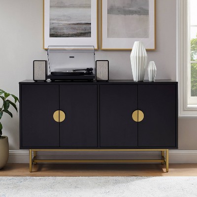 Blair 54" Matte Black and Gold Mid-Century Modern Sideboard