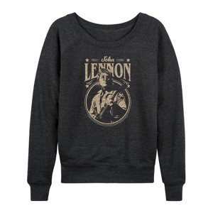 Women's - John Lennon - Vintage Guitar Lightweight French Terry Wide Neck Long Sleeve Shirt - 1 of 4