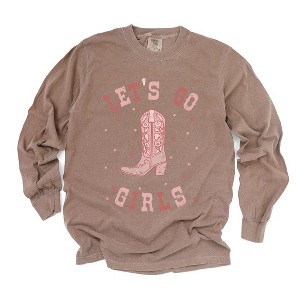 Simply Sage Market Women's Let's Go Girls Boot Long Sleeve Garment Dyed Tee - 1 of 3