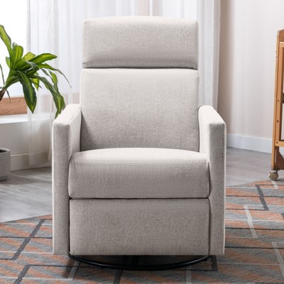 Akoasm Modern Upholstered Swivel Rocker Nursery Sofa Armchair For Living Room & Bedroom-Brown