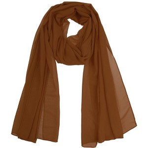 Elerevyo Women's Solid Chiffon Sheer Lightweight Soft Long Scarf Shawl 1 Pc - 1 of 4