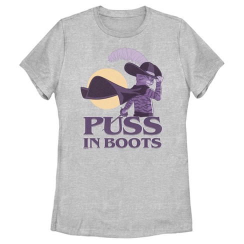 Women's Puss In Boots: The Last Wish Distressed Purple Puss In Boots T ...