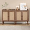 SEVOBAL Utility Storage Cabinets Vintage Rattan Sideboard Cabinet, Stylish Storage for Dining Room, Living Room and Hallway, Beige, 15"*26.4"*30" - 2 of 4