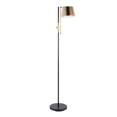 63-72" Metric Floor Lamp Black/Antique Brass - LumiSource