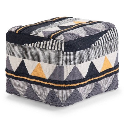 Bebe Transitional Square Pouf Black/Gray/White - WyndenHall