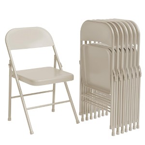 Coucheta Steel Folding Chairs with Backrest, Heavy Duty Metal Foldable Dining Chairs Set of 6/8, 350 LBS Capacity, Square Chairs for Indoor & Outdoor - 1 of 4