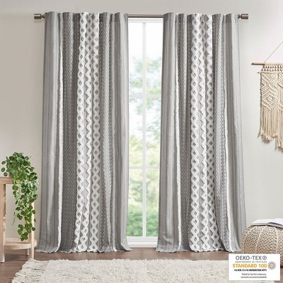 Kumasinova 84"/95"/108" 100% Cotton Printed Curtains Panel,Window Curtains with Chenille Stripe&Lining,Bedroom Curtains for Living Room