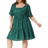 Agnes Orinda Women's Plus Size Sparkly Star Square Neck Ruffle Short Sleeve Flowy Summer Midi Dress - 2 of 4