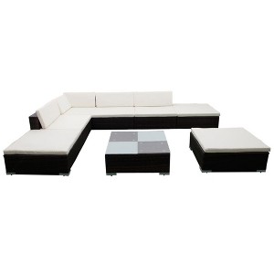 vidaXL Garden Lounge Set Brown, Cream White - 1 of 4