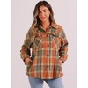 Allegra K Women's Casual Drop Shoulder Loose Plaids Shirt - 2 of 4
