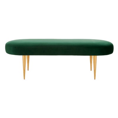 Corinne Velvet Oval Bench Emerald - Safavieh