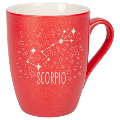100 North Zodiac 10 Ounce Crimson Red Metallic Finish, Comfortably Fits Your Hands, New Bone China Coffee Tea Cup Mug, Scorpio