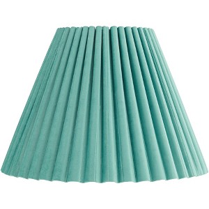 Springcrest 7" Top x 15" Bottom x 10" High x 10 3/4" Slant Lamp Shade Replacement Medium Blue Empire Mid Century Velvet Arc Pleated Spider Harp Finial - 1 of 4