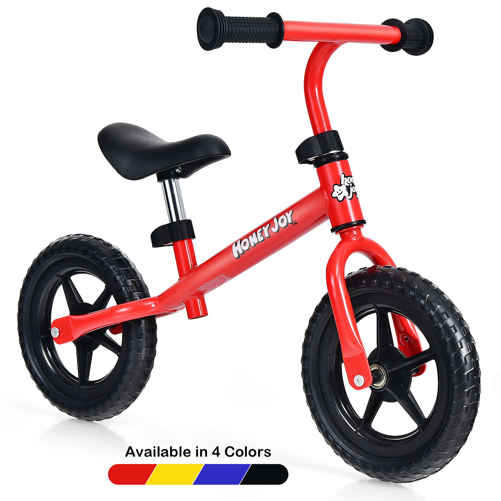 HoneyJoy Kids Balance Bike No Pedal Training Bicycle w/ Adjustable Handlebar & Seat Red