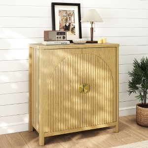 Fredees 31.5-Inch Farmhouse Wood Sideboard with Adjustable Shelves and 2 Fluted Doors – Suitable for Living Room, Dining Room, Bedroom, or Entryway. - 1 of 4